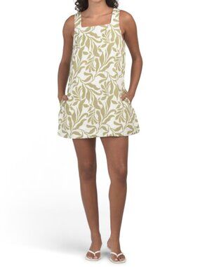 TAHARI Linen Open Back Mini Shift Dress